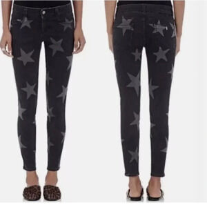 Stella McCartney Jeans Skinny Denim Star Graphic Print Faded Black Gray Size 27